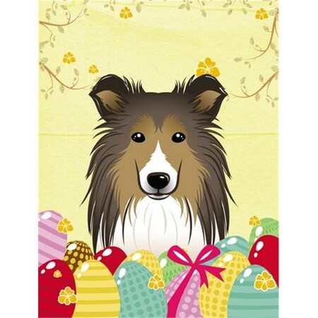 Carolines Treasures Carolines Treasures BB1924CHF Sheltie Easter Egg Hunt Canvas House Flag BB1924CHF